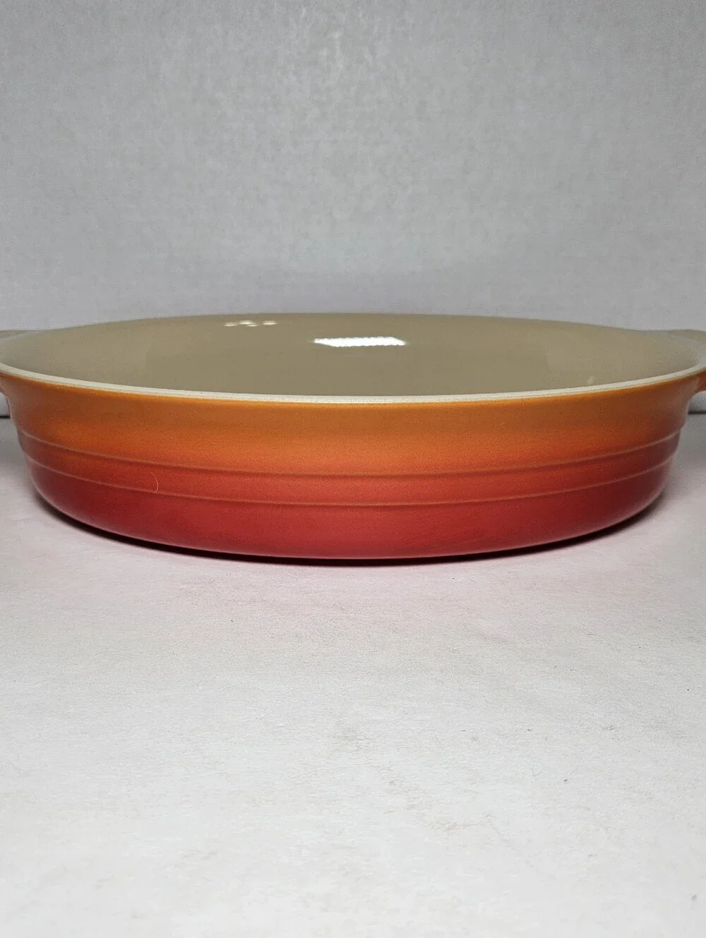 Le Creuset 1 Qt Volcanic Flame Orange Heritage Stoneware Oval Casserole Dish